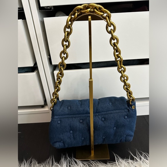 Like new ZARA QUILTED DENIM BAG with Chain strap - Picture 4 of 6